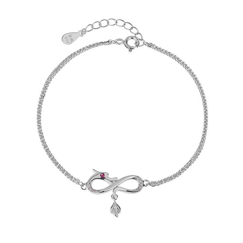 Pulsera de protección de la suerte con colgante de cola de nudo sin fin de plata de ley 999 con Buddha Stones