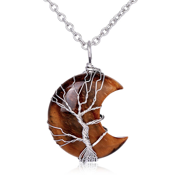Colgante de collar de energía curativa con Buddha Stones, cristal de cuarzo Natural, Luna, árbol de la vida - Ojo de tigre - image 15
