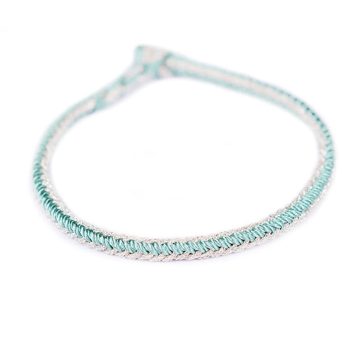 Pulsera de nudo de paz de ocho hilos hecha a mano con cuerda bicolor de Buddha Stones