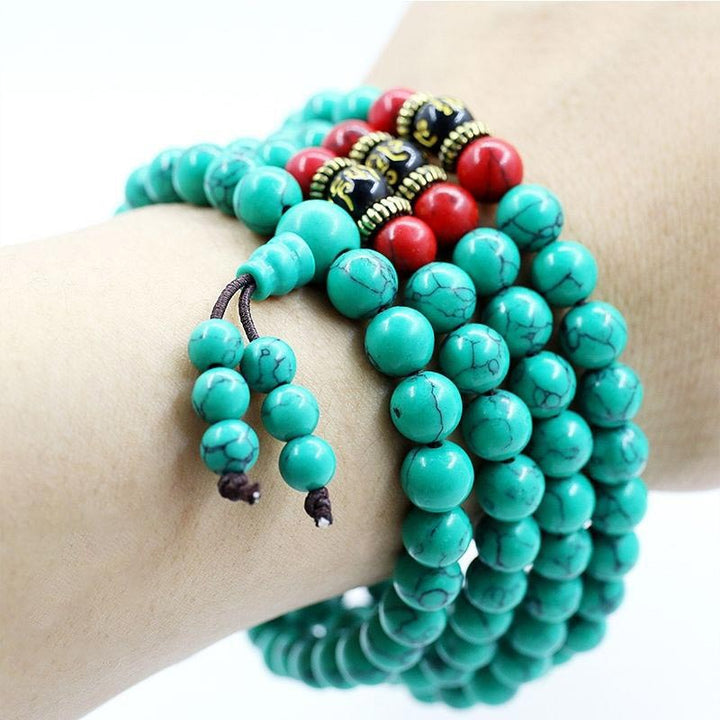 Collar de purificación de turquesa tibetana con Buddha Stones Mala