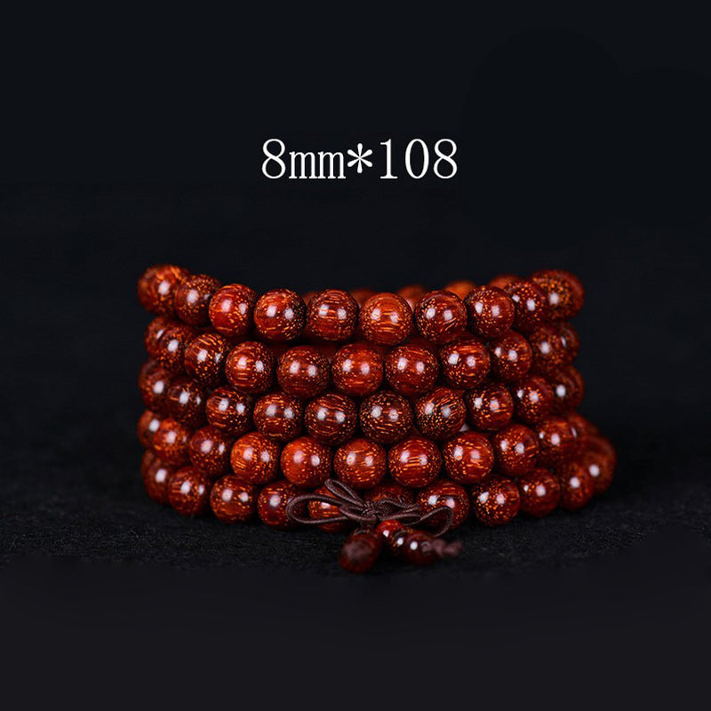 Pulsera de equilibrio de sándalo rojo con hoja pequeña tibetana de Buddha Stones