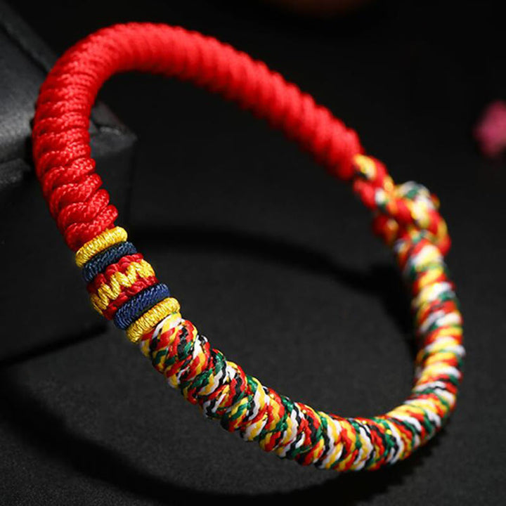Pulsera de cuerda trenzada con nudo King Kong, hilo multicolor hecho a mano tibetano con Buddha Stones - image 3