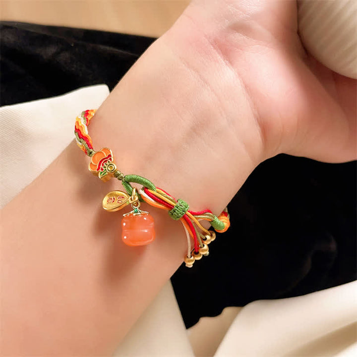 Pulsera de cuerda trenzada con nudo de reencarnación, ágata roja caqui, Buddha Stones