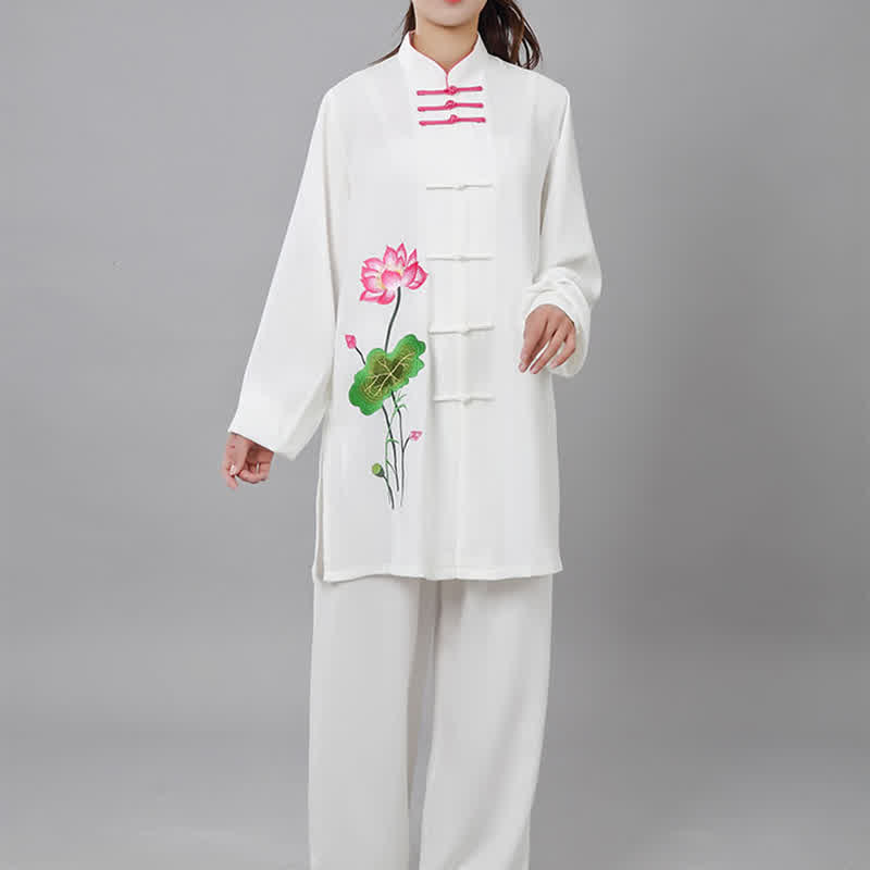 Conjunto de ropa para mujer con diseño de hojas y flores de loto y piedras de Buddha Stones para meditación, tai chi, oración y práctica espiritual zen - image 14