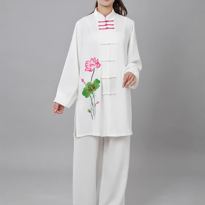 Conjunto de ropa para mujer con diseño de hojas y flores de loto y piedras de Buddha Stones para meditación, tai chi, oración y práctica espiritual zen - image 14