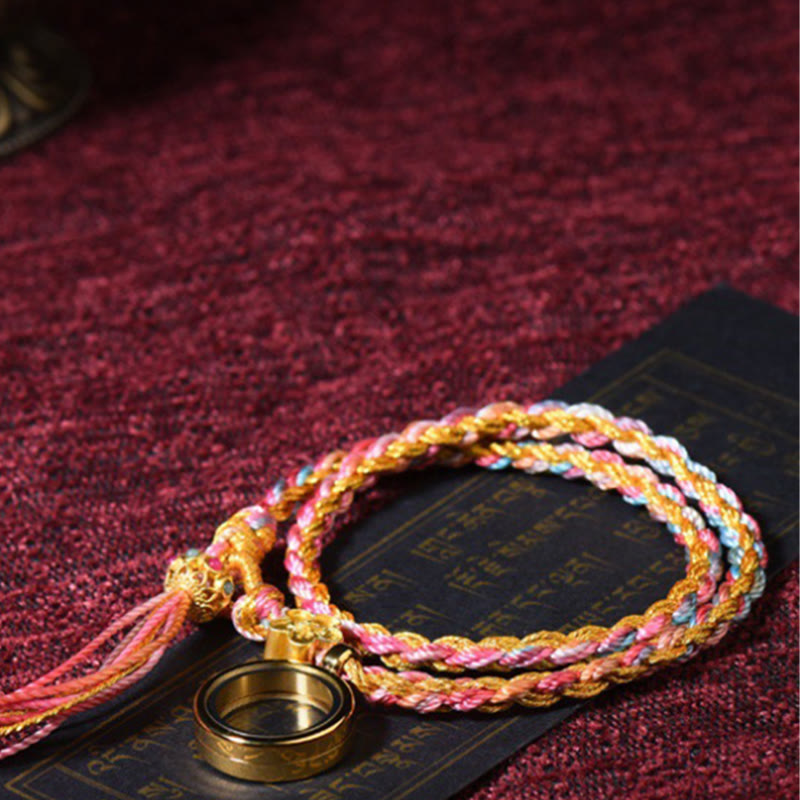 Pulsera trenzada de doble envoltura, hecha a mano, con Buddha Stones , cadena colorida de la suerte tibetana