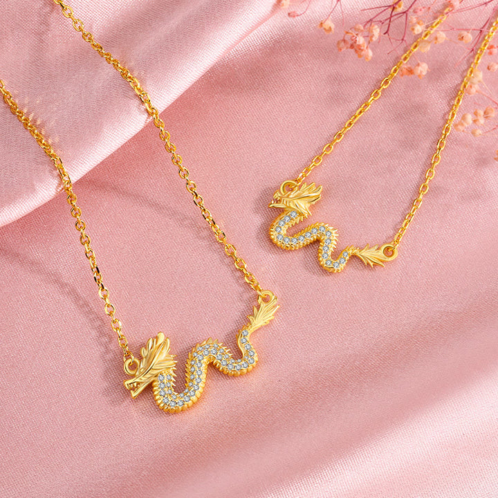 Buddha Stones de Plata de Ley 925, colgante de cadena de la suerte del Año del Dragón, dragón dorado auspicioso - image 4