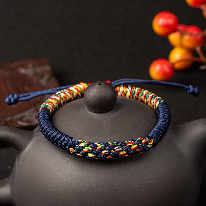 Pulsera de cuerda trenzada de la suerte con nudo King Kong colorido hecho a mano tibetano con Buddha Stones