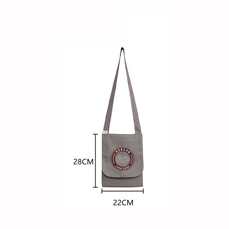 Bolso bandolera de algodón con bordado de loto para práctica de la mente espiritual