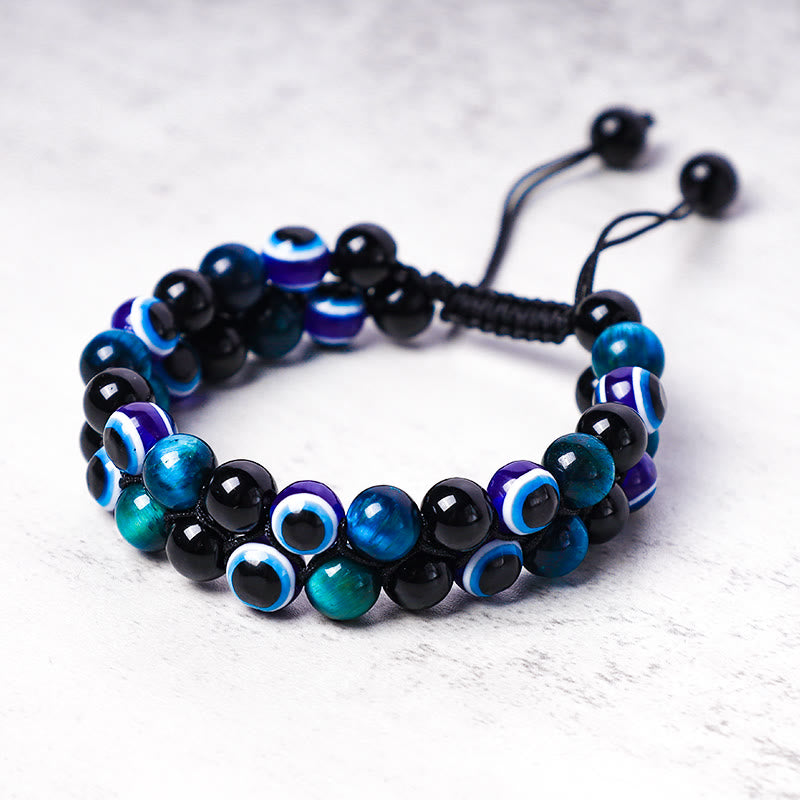 Pulsera con cuentas de protección de ojo de tigre, hematita, mal de ojo , Buddha Stones