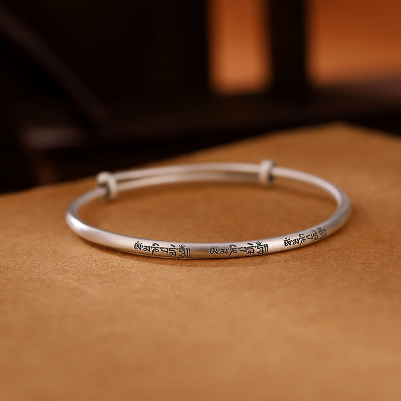 Pulsera de amor Om Mani Padme Hum de plata de ley 999 tibetana con Buddha Stones