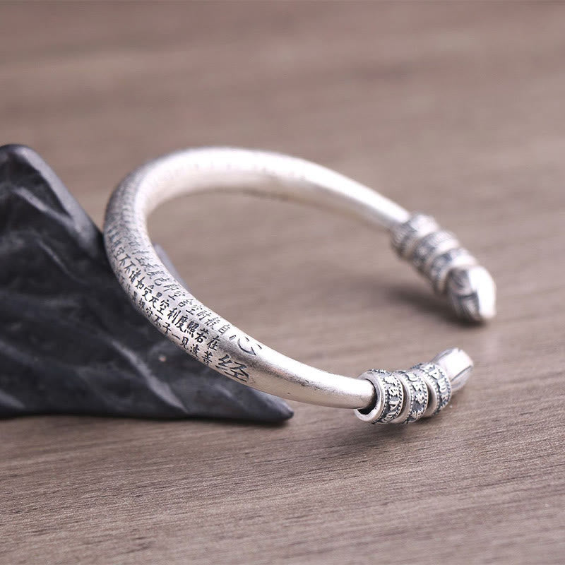 Pulsera de plata de ley 999 con Buddha Stones con forma de corazón Sutra Om Mani Padme Hum grabado paz pureza