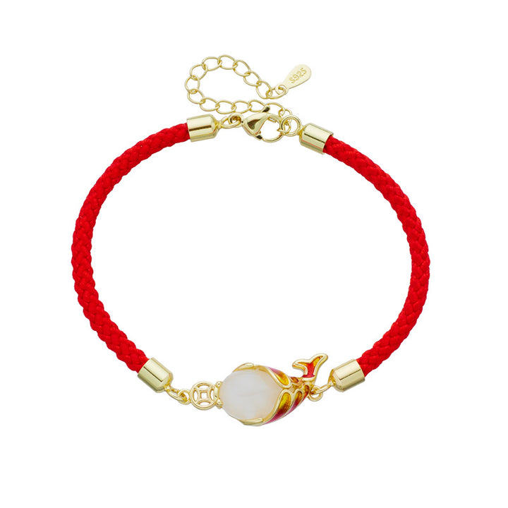 Buddha Stones Calcedonia Suerte Koi Pescado Riqueza Pulsera Collar Colgante