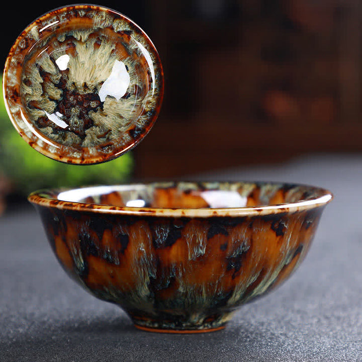 Tazas de té de cerámica coloridas con Buddha Stones para el hogar y la oficina