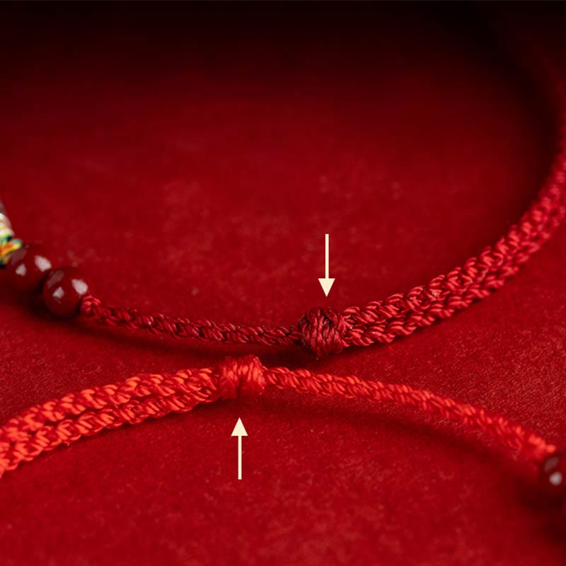 Pulsera tobillera trenzada hecha a mano con cuentas de cinabrio y pez Koi de plata de ley 925 con Buddha Stones - image 16