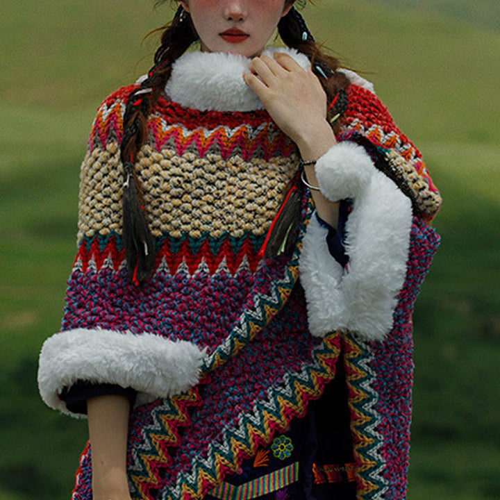 Mantón de rayas multicolor tibetano con Buddha Stones , bufanda de viaje acogedora para invierno