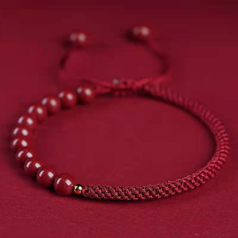 Pulsera de hilo de bendición con nudo King Kong de cinabrio natural con Buddha Stones
