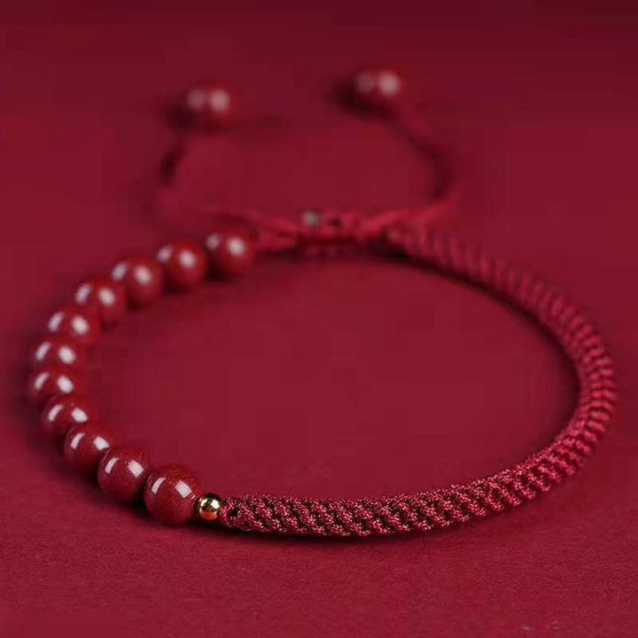 Pulsera de hilo de bendición con nudo King Kong de cinabrio natural con Buddha Stones