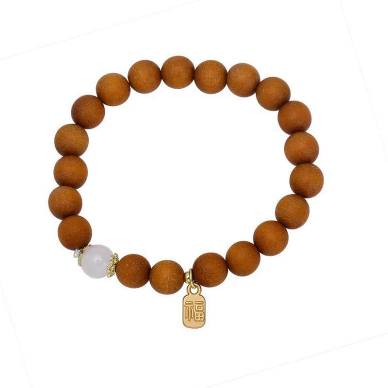 Pulsera de protección con dije de personaje Fu de ojo de gato de sándalo con Buddha Stones