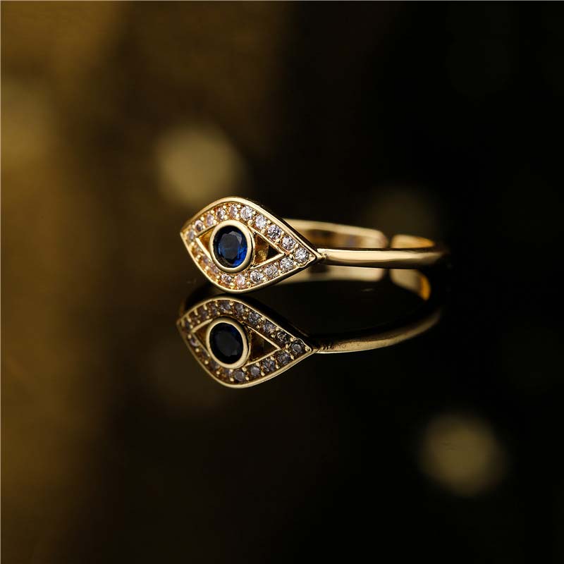 Anillo de cobre con bendición de protección contra el mal de ojo con Buddha Stones