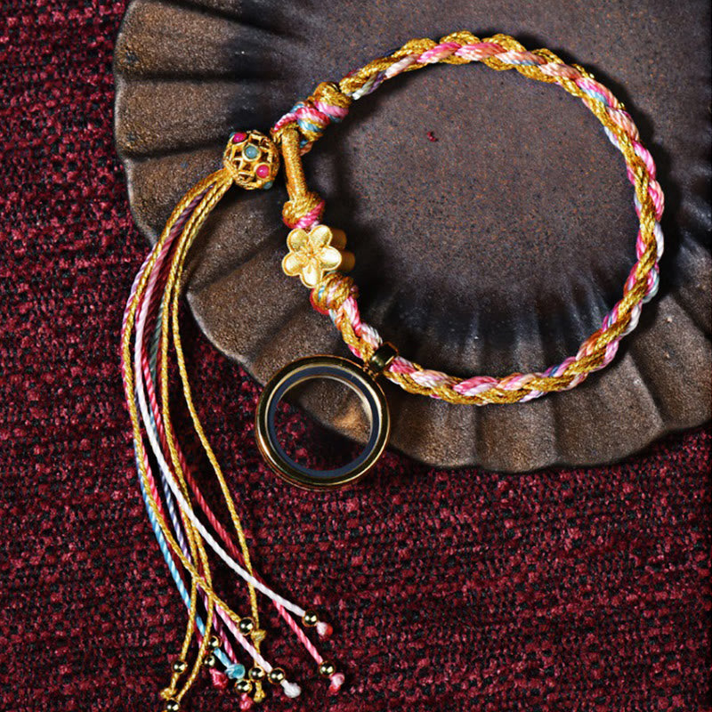 Pulsera trenzada de doble envoltura, hecha a mano, con Buddha Stones , cadena colorida de la suerte tibetana