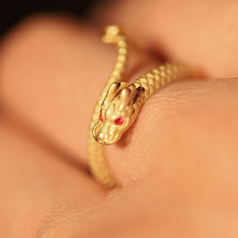 Anillo ajustable de plata de ley 925 con Buddha Stones , diseño vintage del Año del Dragón, protección de la suerte
