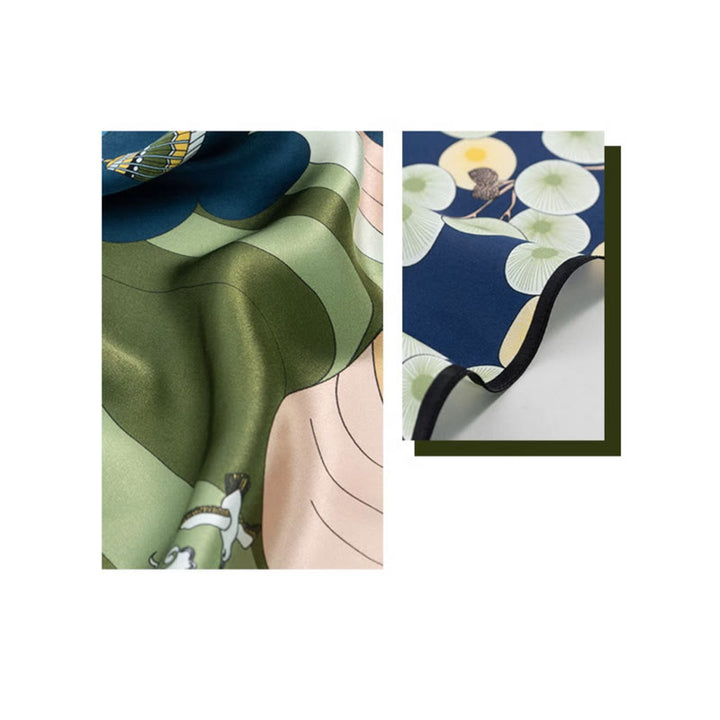 Bufanda de seda de morera 100% con pintura al óleo de jungla de Buddha Stones , bufanda de cuello de seda de doble cara de grado superior 6A - image 27