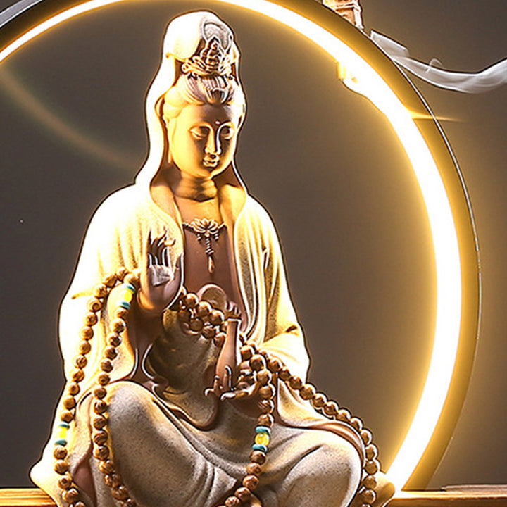 Buddha Stones Buda Avalokitesvara Cerámica Loto Relajación Quemador De Incienso Decoración