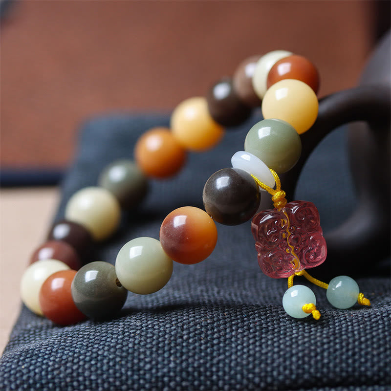 Pulsera de la paz con dije de cristal Liuli, semilla de Bodhi, gradiente multicolor Natural, Buddha Stones