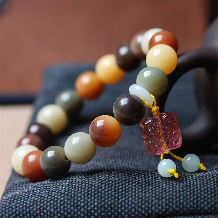Pulsera de la paz con dije de cristal Liuli, semilla de Bodhi, gradiente multicolor Natural, Buddha Stones