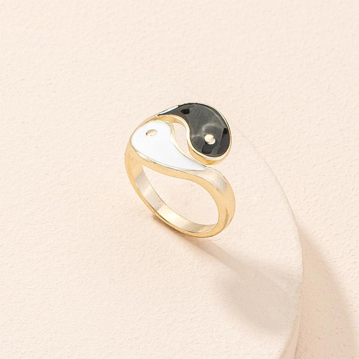 Anillo de pareja de bendición ajustable con símbolo de Yin Yang