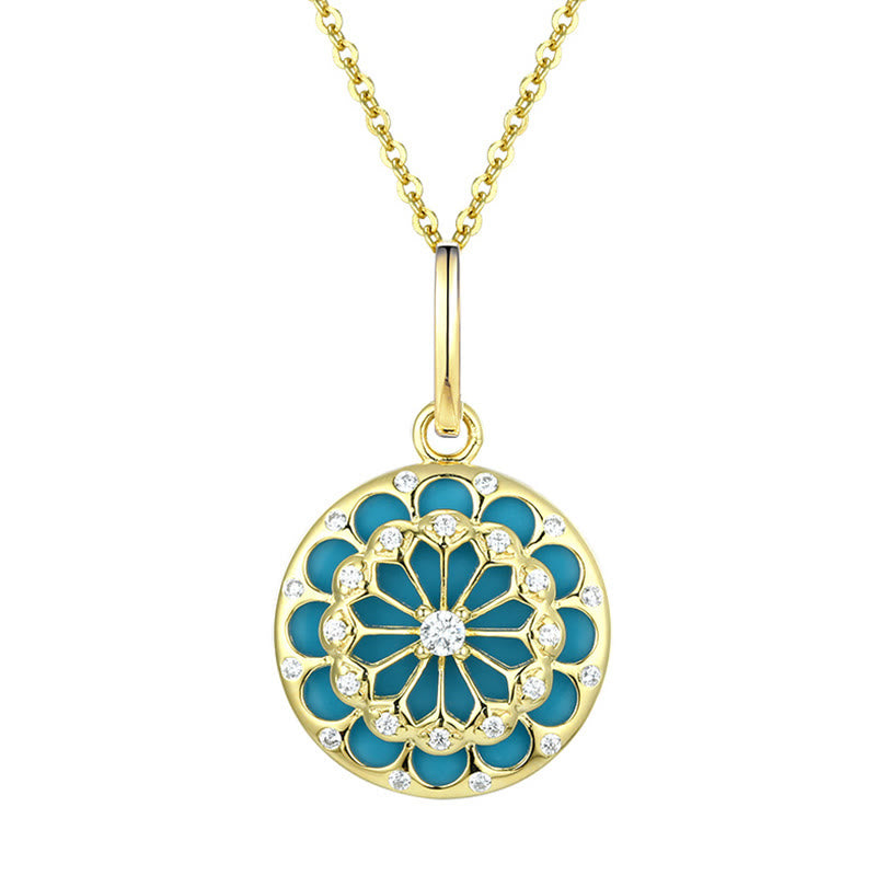 Colgante de plata de ley 925 con Buddha Stones , redondo, turquesa, circonita, protección, fuerza