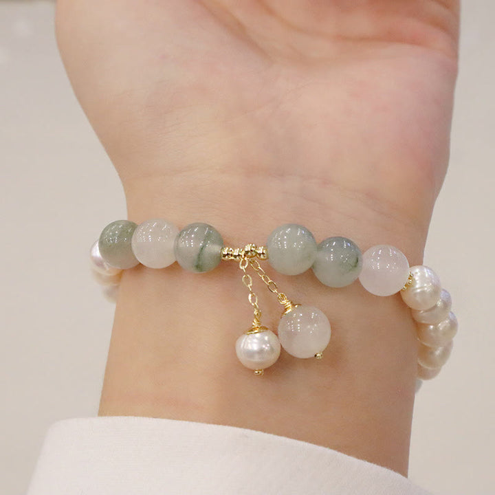 Pulsera de sinceridad curativa de jade y perlas naturales de Buddha Stones