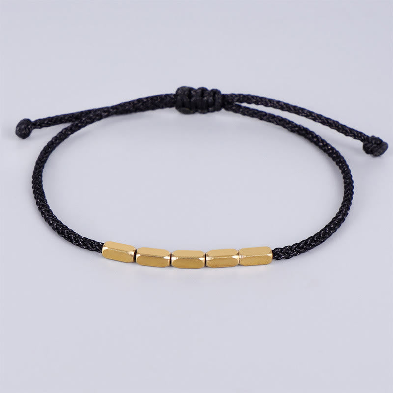 Pulsera de hilo trenzado con protección de cuentas de cobre hecha a mano con Buddha Stones