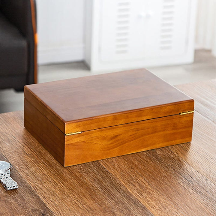 Caja de joyería de madera vintage con Buddha Stones, caja de almacenamiento de joyería de madera maciza de dos capas