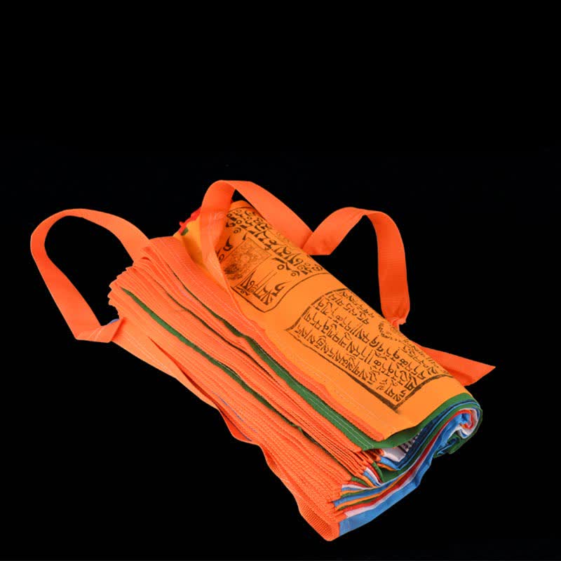 Buddha Stones Bandera de oración auspiciosa para exteriores con el diseño del caballo de viento de 5 colores del Tíbet. - image 1