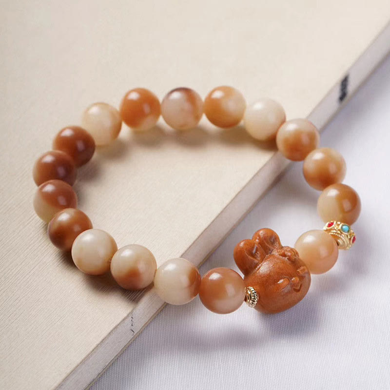 Pulsera de la paz del conejo encantador de la semilla de Bodhi natural de las Buddha Stones