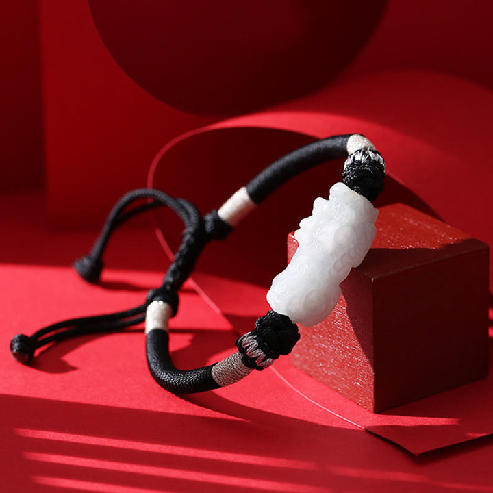 Pulsera de cuerda trenzada de Buddha Stones hecha a mano de Jade Natural PiXiu suerte prosperidad - image 3