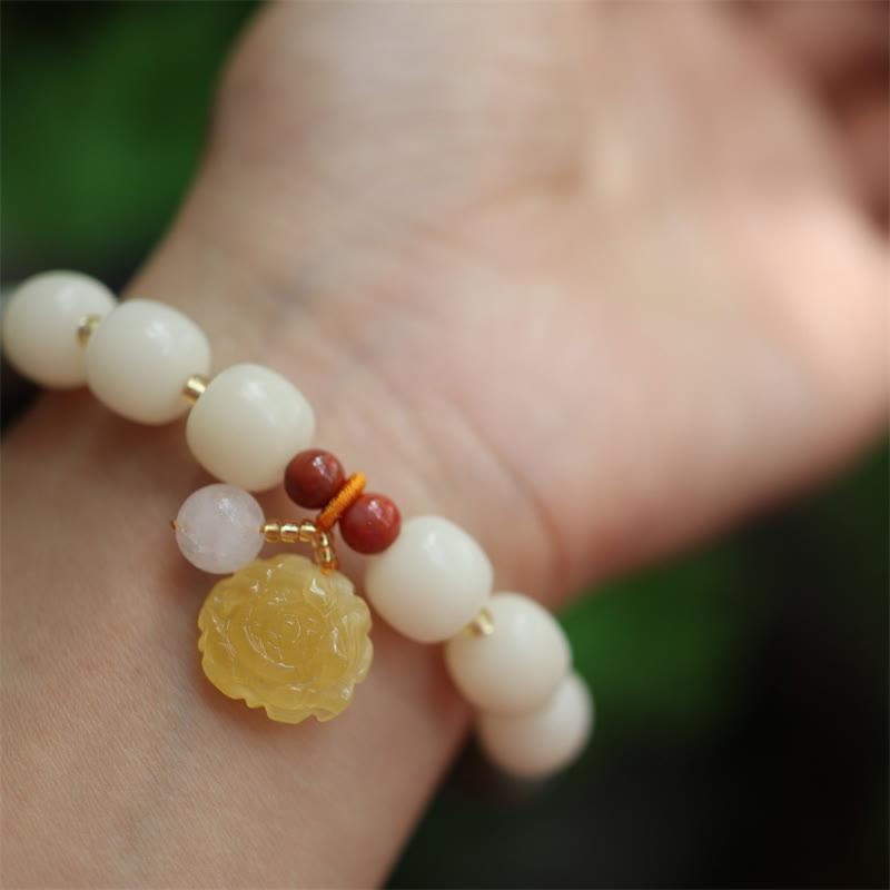 Pulsera de la paz del loto del ámbar de la semilla de Bodhi del gradiente de las Buddha Stones