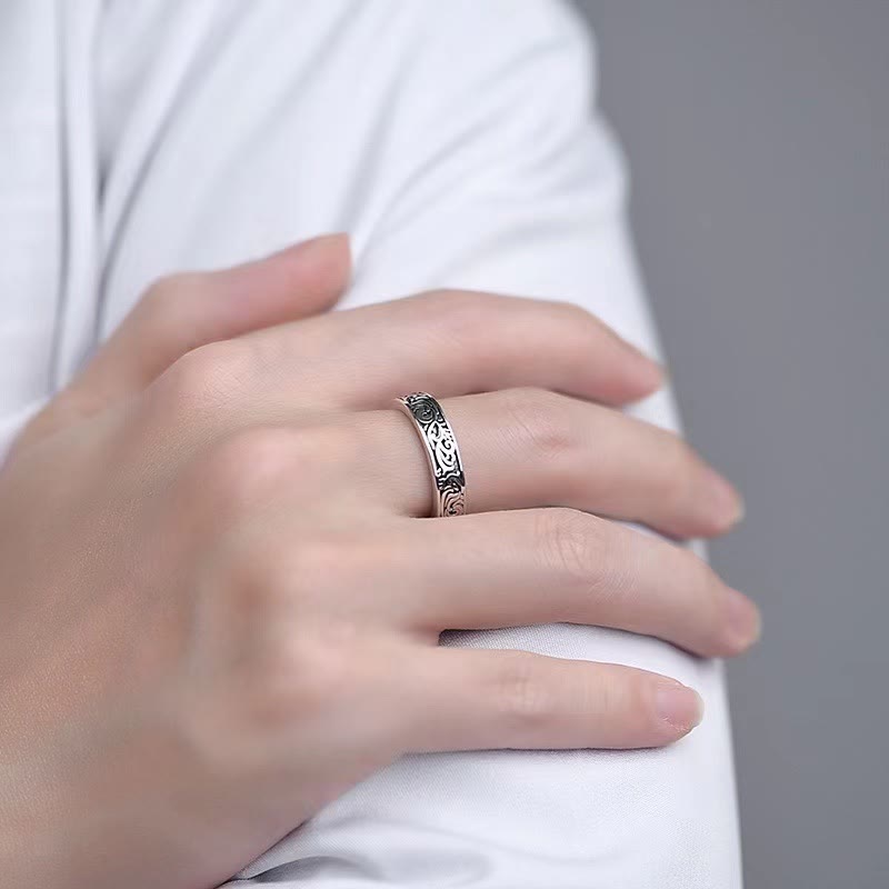 Anillo ajustable de cobre con diseño de flores de la dinastía Tang de Buddha Stones
