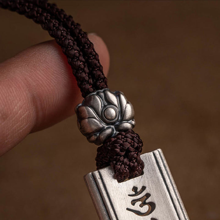 Colgante de plata de ley 999 con Buddha Stones Om Mani Padme Hum grabado Lotus Wisdom - image 9