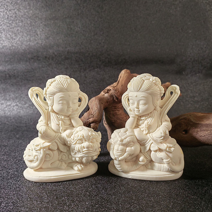 Buddha Stones Mini fruta de marfil Tathagata Buda Lotus Kwan Yin Avalokitesvara Manjusri Samantabhadra Serenity decoración de escritorio