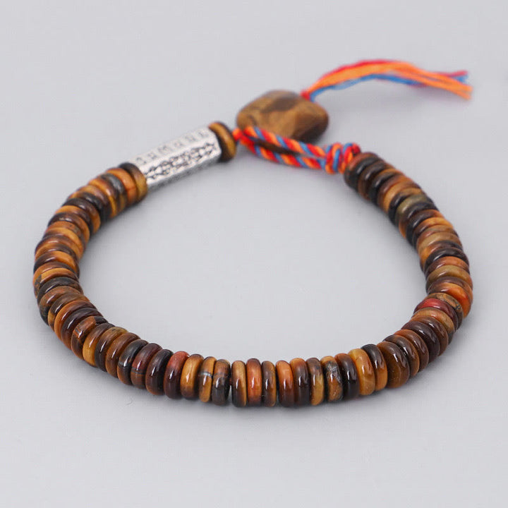 Pulsera de poder de protección Om Mani Padme Hum de ojo de tigre tibetano