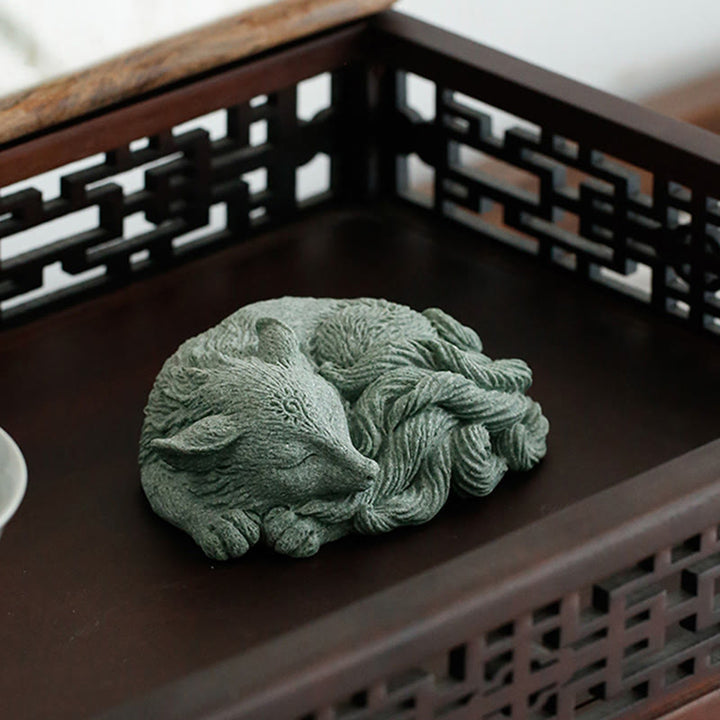 Buddha Stones pequeñas de nueve colas, protección de zorro, decoración para el hogar, té, mascota