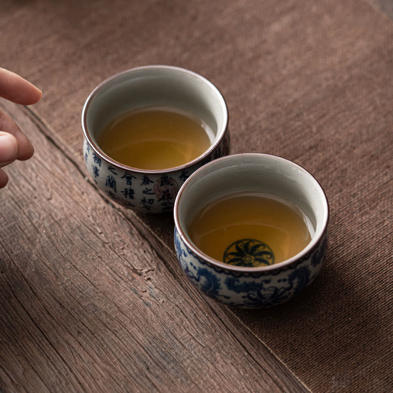 Taza de té de cerámica con Buddha Stones, paisaje de montaña, pabellón de orquídeas de loto, taza de té de Kung Fu