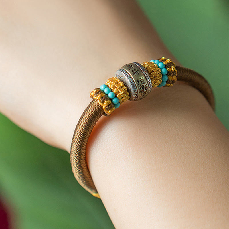 Pulsera trenzada de protección de la suerte con nudo King Kong, amuleto tibetano hecho a mano con Buddha Stones