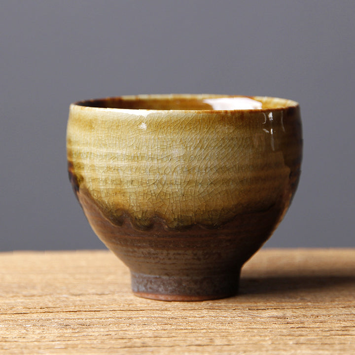 Buddha Stones Vintage marrón Beige horno cambio taza de té de cerámica Kung Fu taza de té tazón