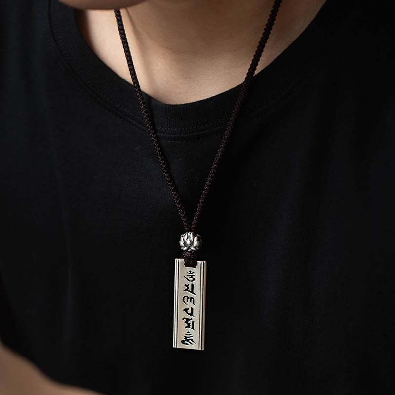 Colgante de plata de ley 999 con Buddha Stones Om Mani Padme Hum grabado Lotus Wisdom - image 3