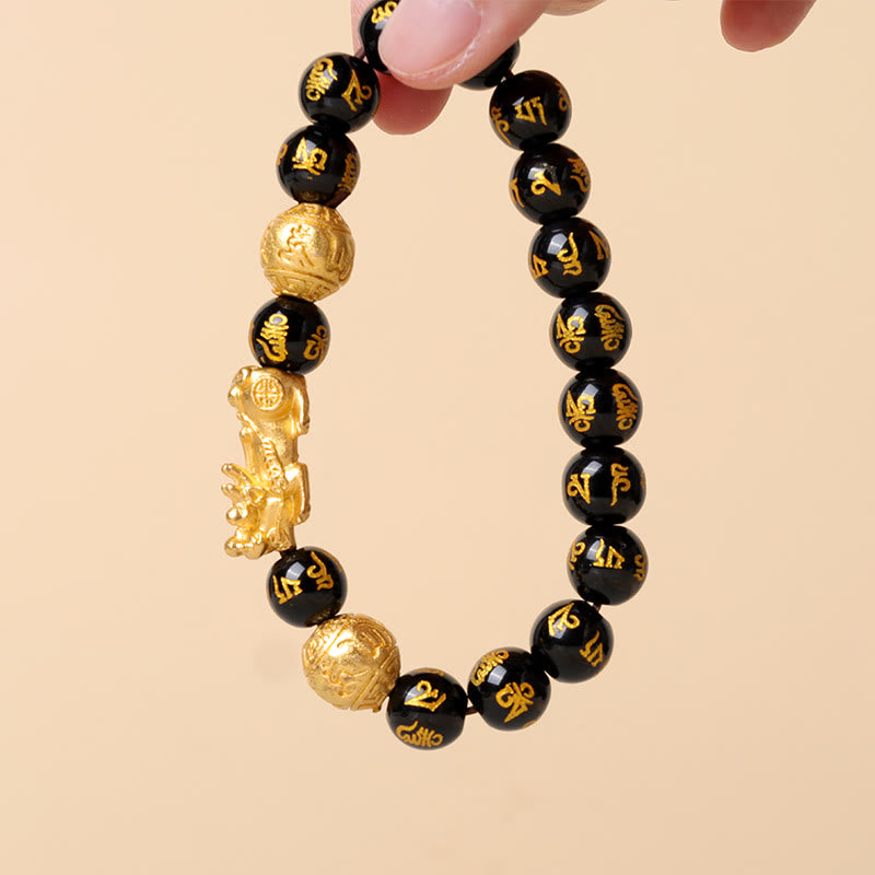 Pulsera de obsidiana para atraer riqueza Feng Shui PiXiu