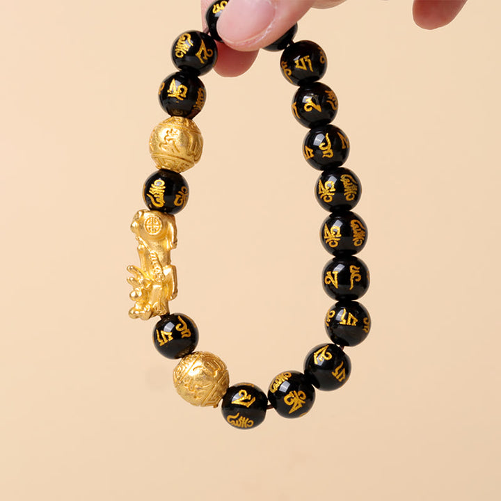 Pulsera de obsidiana para atraer riqueza Feng Shui PiXiu
